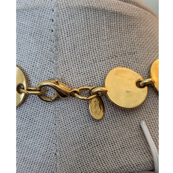 Premier Designs Satin Finish Gold Tone Hammered Disk Chain 28" Long Necklace - Picture 3 of 4